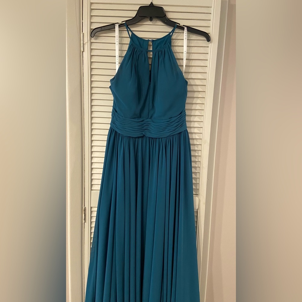 Azazie Teal Evening Gown - Picture 3 of 13